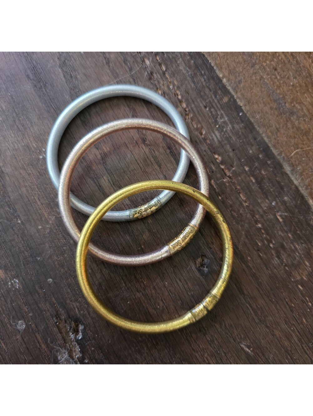 Budha Girl bangles all weather, Silver, Rose Gold And Gold, Small